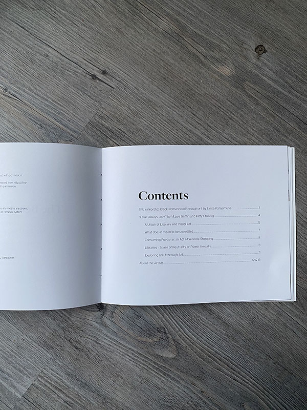 The contents page of the physical book.