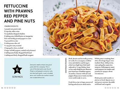 The second spread design for the Five Star Food cookbook.
