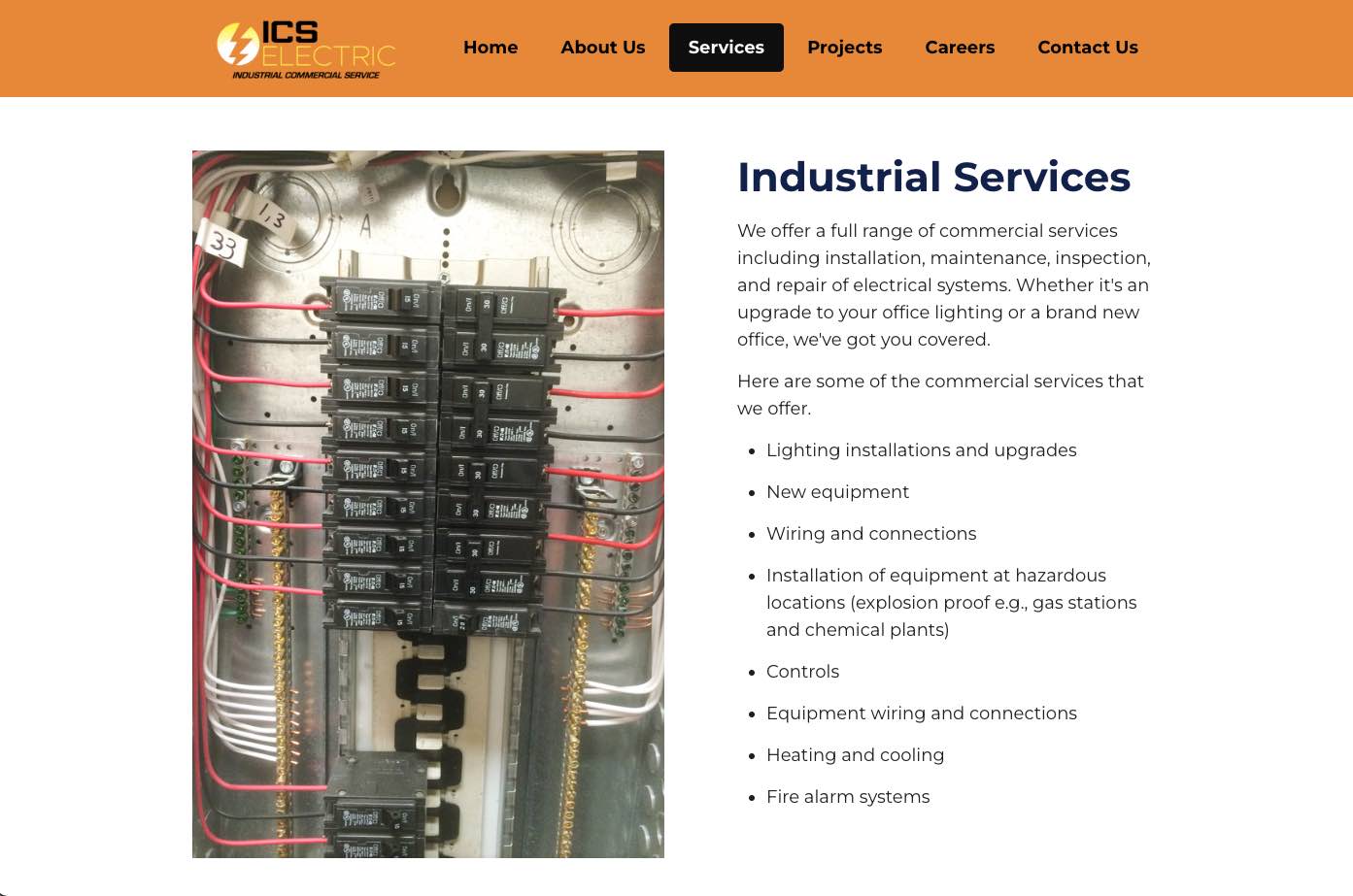ICS Electric's Residential Services page.