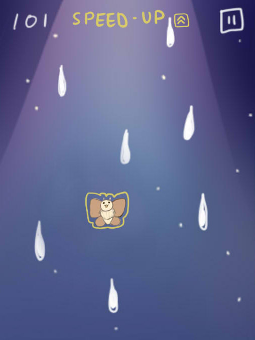 A storyboard drawing of the game display when the user picks up a powerup.