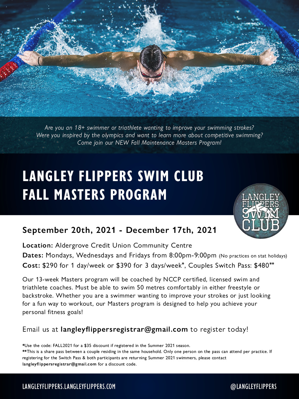 The flyer created for promotion of their 2021 Fall Masters Program.
